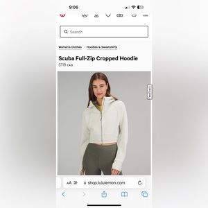 Lululemon Cropped Full Zip Scuba Size 6 in Bone